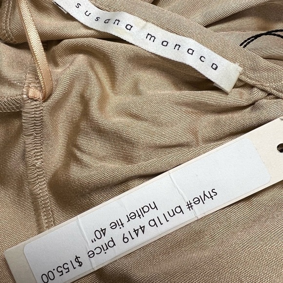 NWT SUSANA MONACO Halter Maxi Dress Champagne - Picture 8 of 9